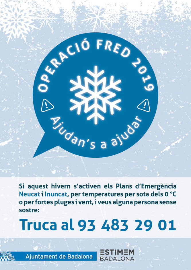 Badalona té a punt l’Operació Fred per activar en el moment que aquest hivern les temperatures baixin a 0ºC