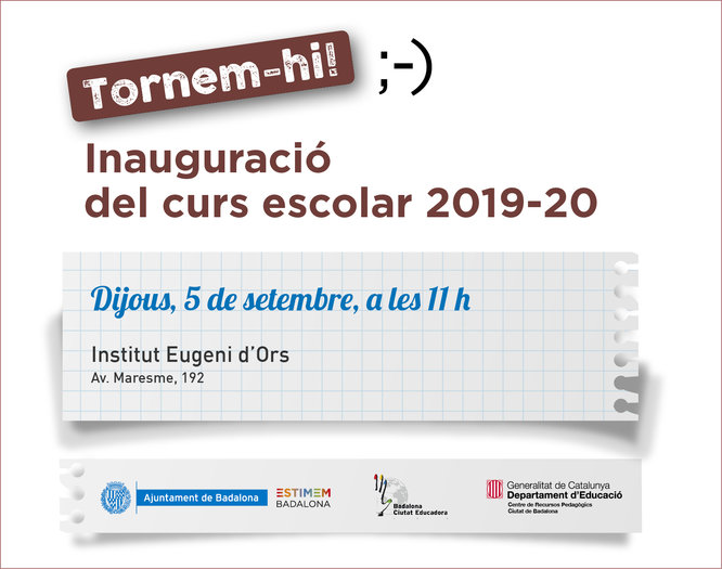 L’acte d’inauguració del nou curs escolar i la 5a Fira de Serveis, Projectes i Materials Didàctics tindrà lloc aquest dijous a l’Institut Eugeni d’Ors