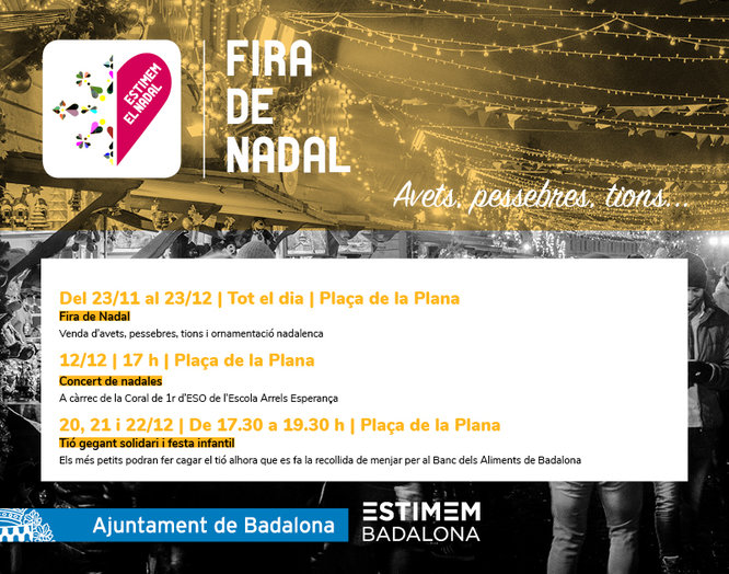 La Fira de Nadal s’instal·la a la plaça de la Plana de Badalona a partir de demà i fins al 23 de desembre