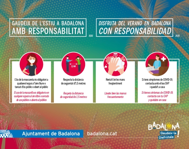 Gaudeix de l’estiu a Badalona AMB RESPONSABILITAT, nova campanya de l’Ajuntament per evitar la propagació del coronavirus
