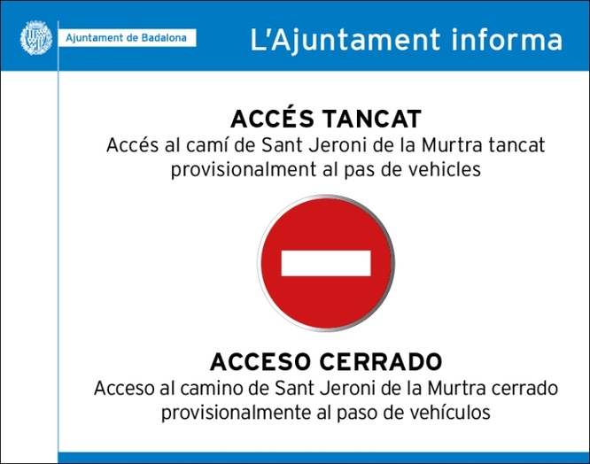 Badalona i Santa Coloma de Gramenet tanquen l’accés amb vehicles a la Serralada de Marina