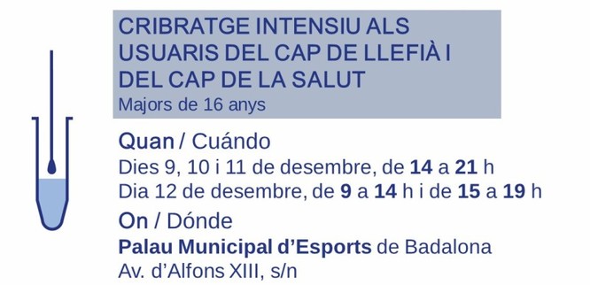 El Departament de Salut impulsa un nou cribratge intensiu contra la COVID-19 destinat als usuaris del CAP de Llefià i del CAP de la Salut