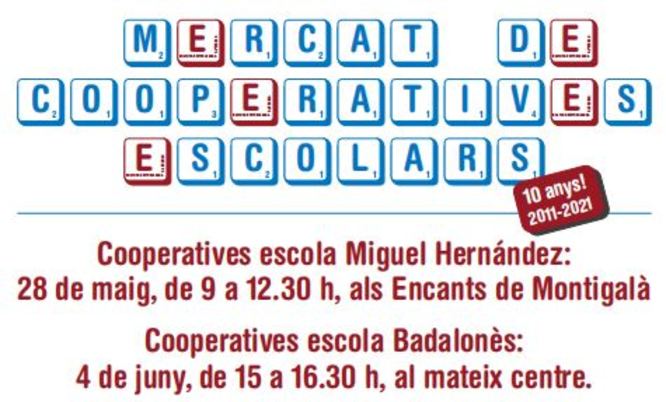 Alumnes de dues escoles de Badalona posen a la venda, el 28 de maig i el 4 de juny, els productes que han elaborat en les seves cooperatives