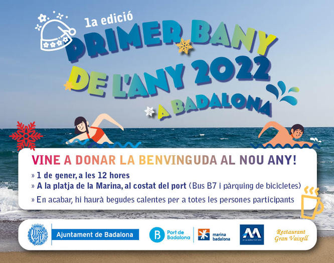 Badalona celebrarà el primer bany de l’any 2022 a la platja de la Marina