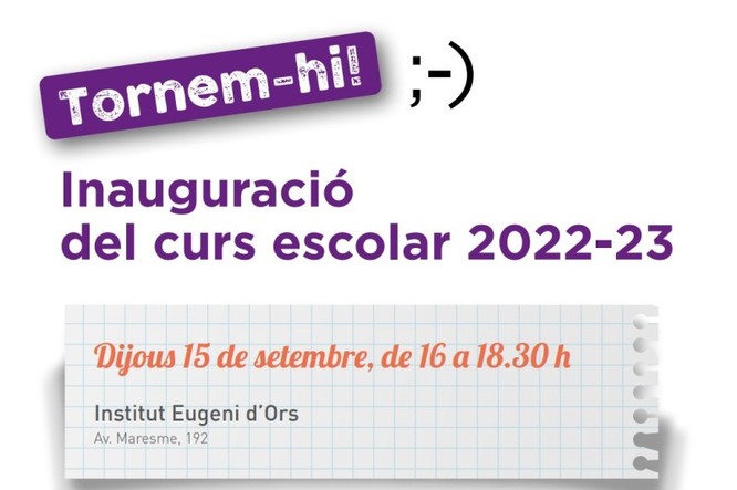 L’Institut Eugeni d’Ors acull dijous, 15 de setembre, l’acte d’inauguració del curs escolar i la Fira de serveis, projectes i materials didàctics
