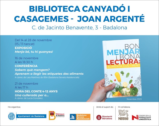 L’Ajuntament de Badalona i Badalona Serveis Assistencials organitzen el cicle d’activitats Bon Menjar i Bona Lectura: Alimenta Cos i Ment